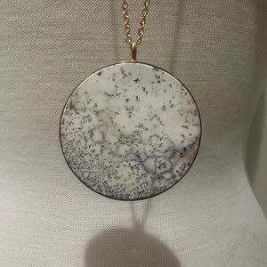 Gold and White Large Round Pendant Necklace